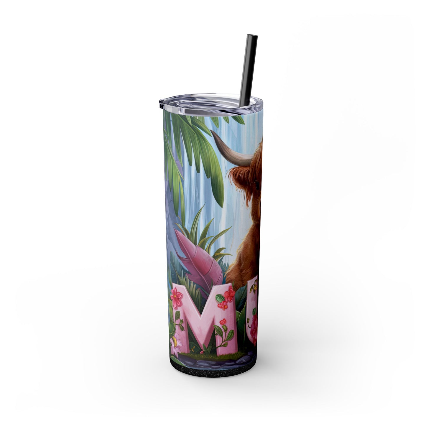 Cute Highland Cow Skinny Tumbler with Straw - 20oz