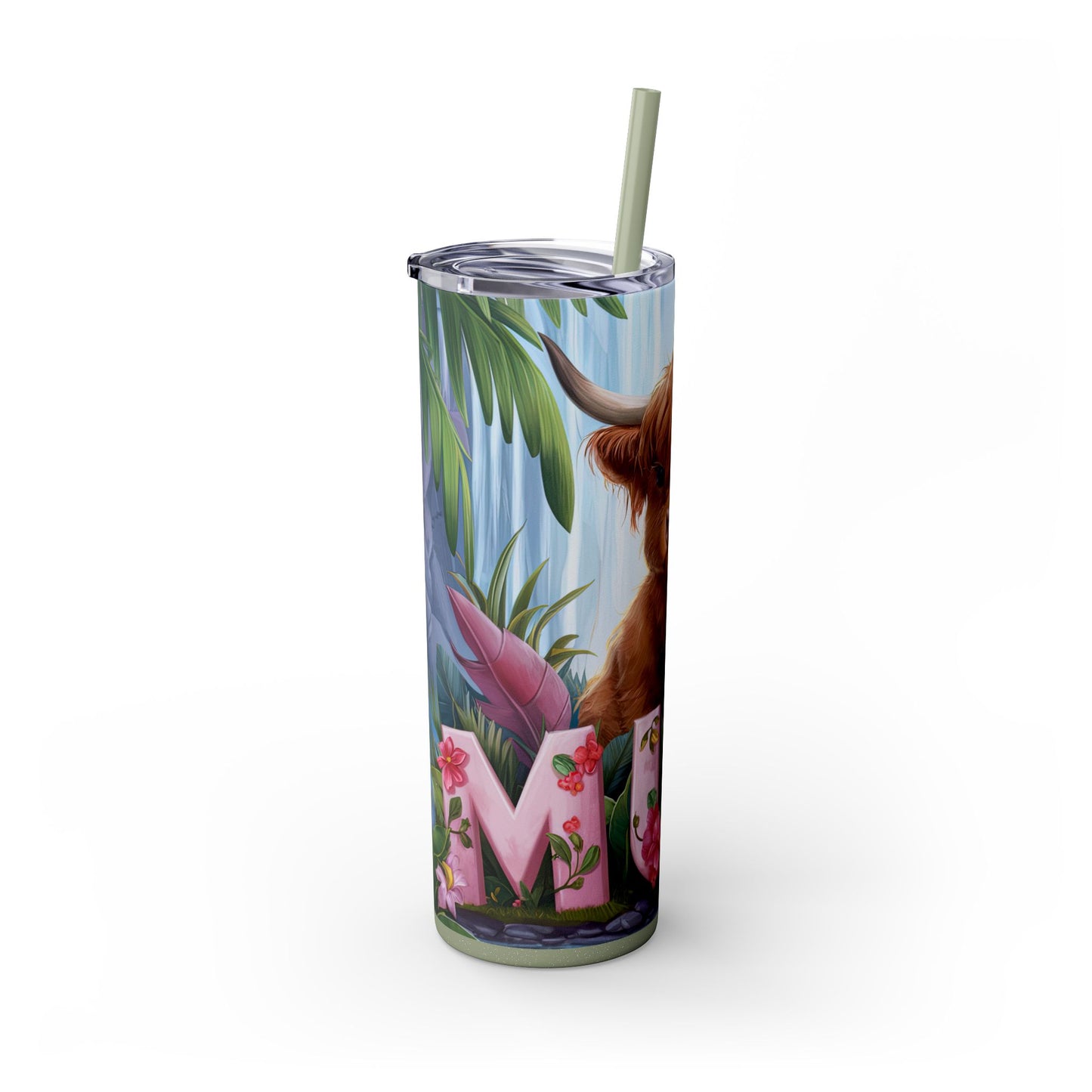 Cute Highland Cow Skinny Tumbler with Straw - 20oz