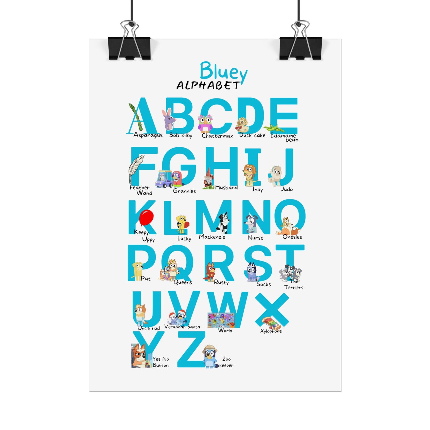 Bluey Alphabet Rolled Poster - Educational Decor for Kids' Rooms