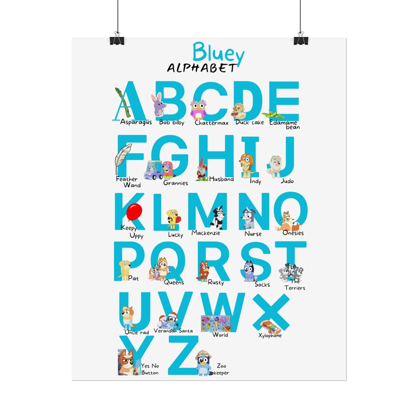 Bluey Alphabet Rolled Poster - Educational Decor for Kids' Rooms