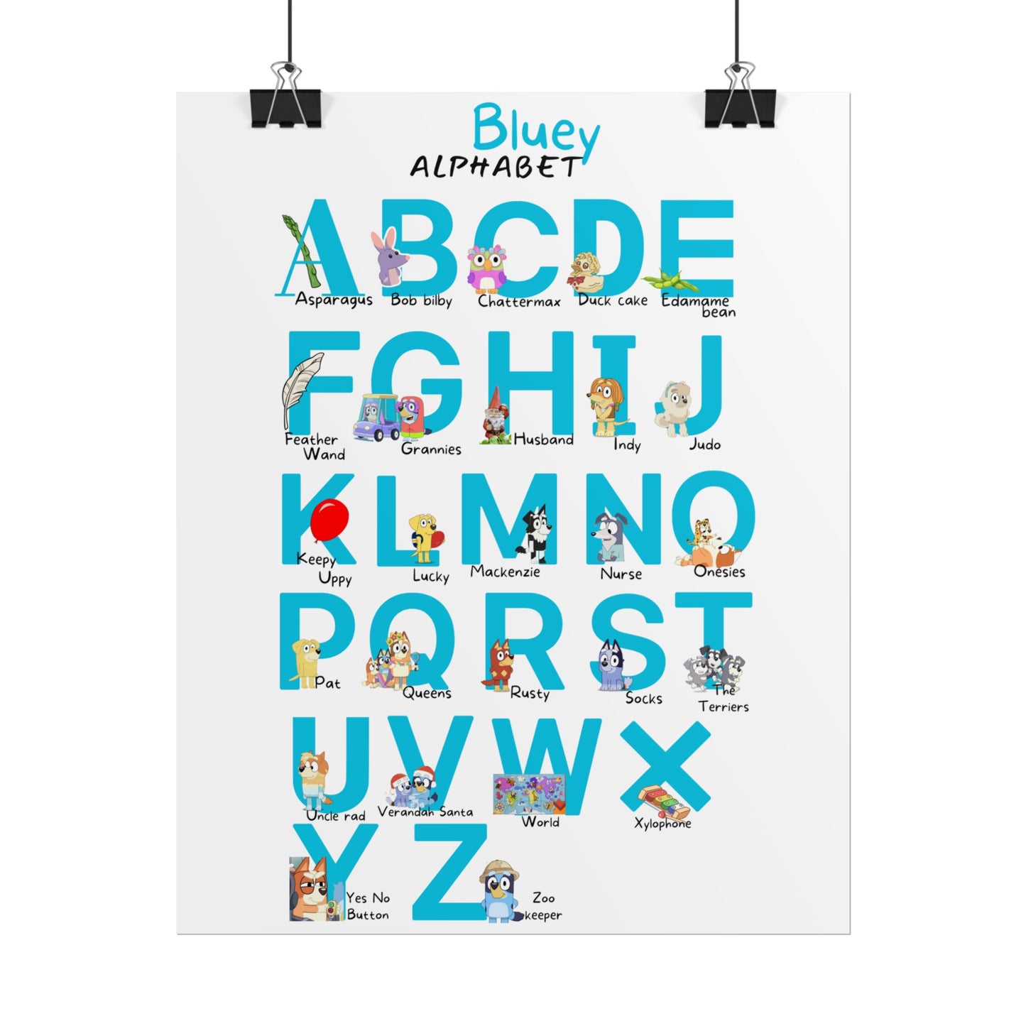 Bluey Alphabet Rolled Poster - Educational Decor for Kids' Rooms