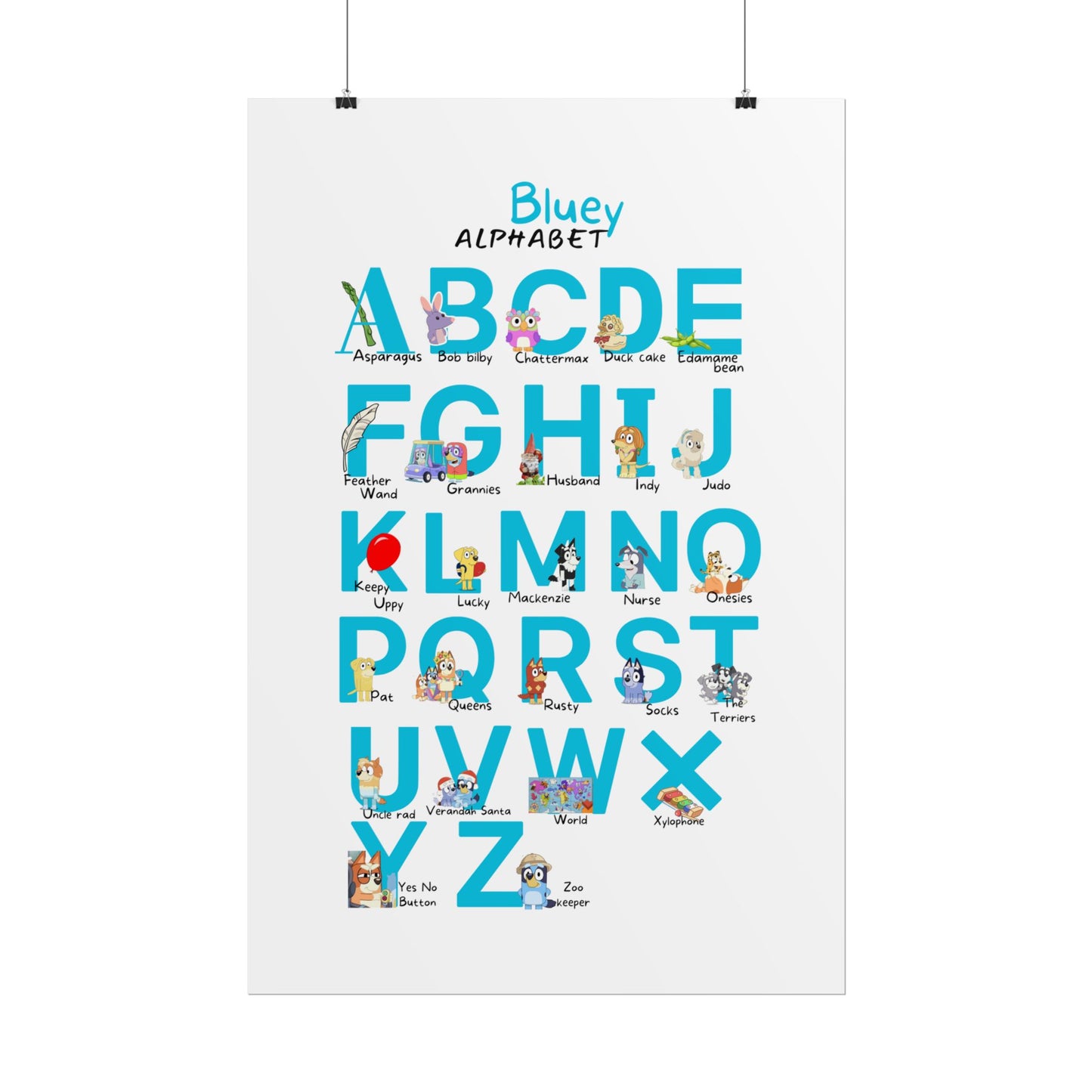 Bluey Alphabet Rolled Poster - Educational Decor for Kids' Rooms
