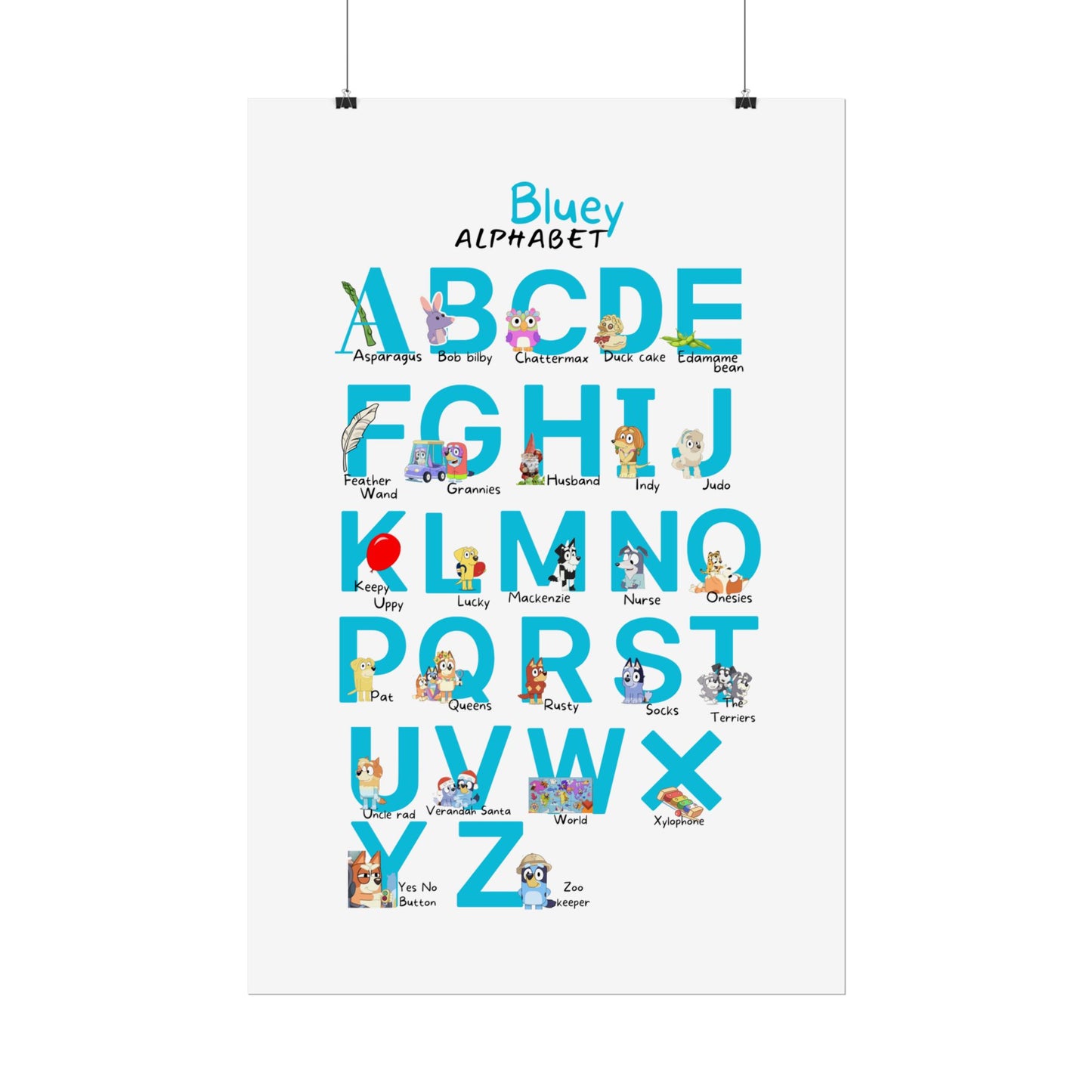 Bluey Alphabet Rolled Poster - Educational Decor for Kids' Rooms
