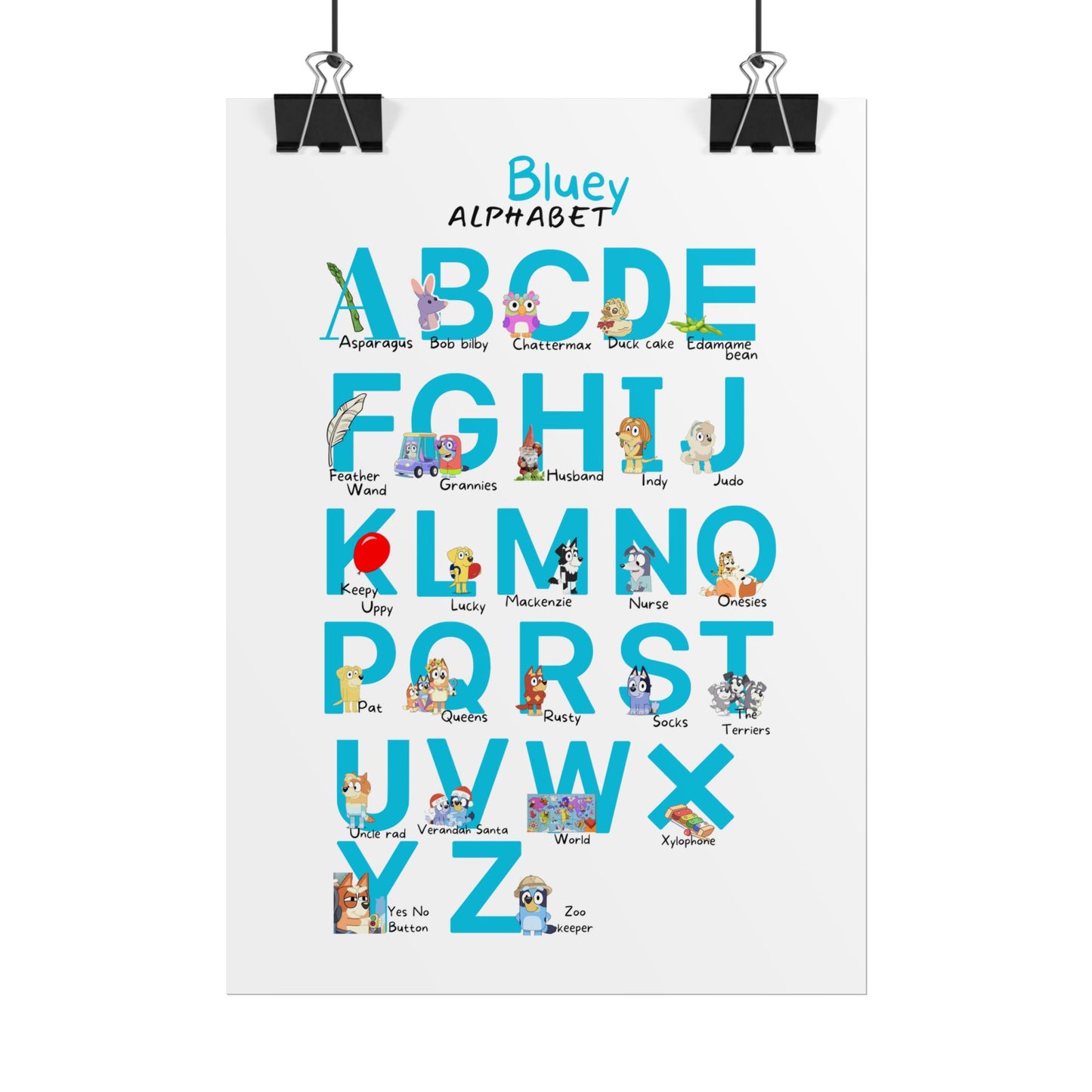 Bluey Alphabet Rolled Poster - Educational Decor for Kids' Rooms