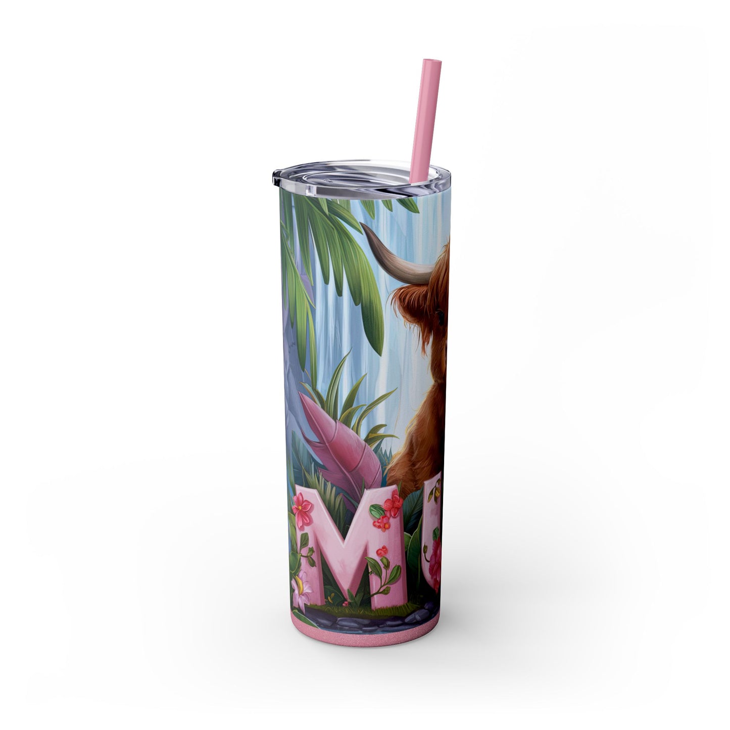 Cute Highland Cow Skinny Tumbler with Straw - 20oz