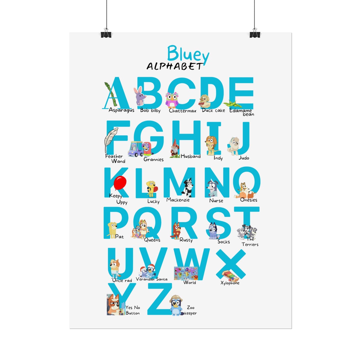Bluey Alphabet Rolled Poster - Educational Decor for Kids' Rooms