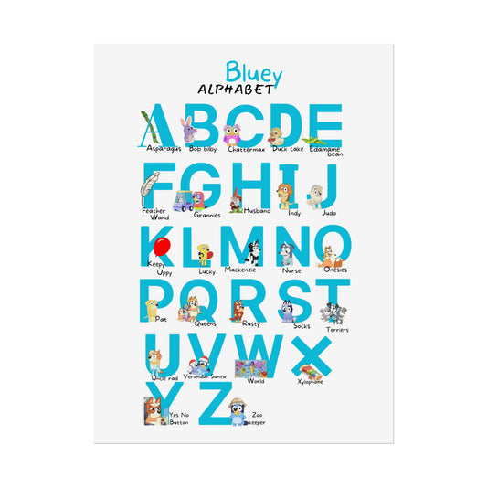 Bluey Alphabet Rolled Poster - Educational Decor for Kids' Rooms