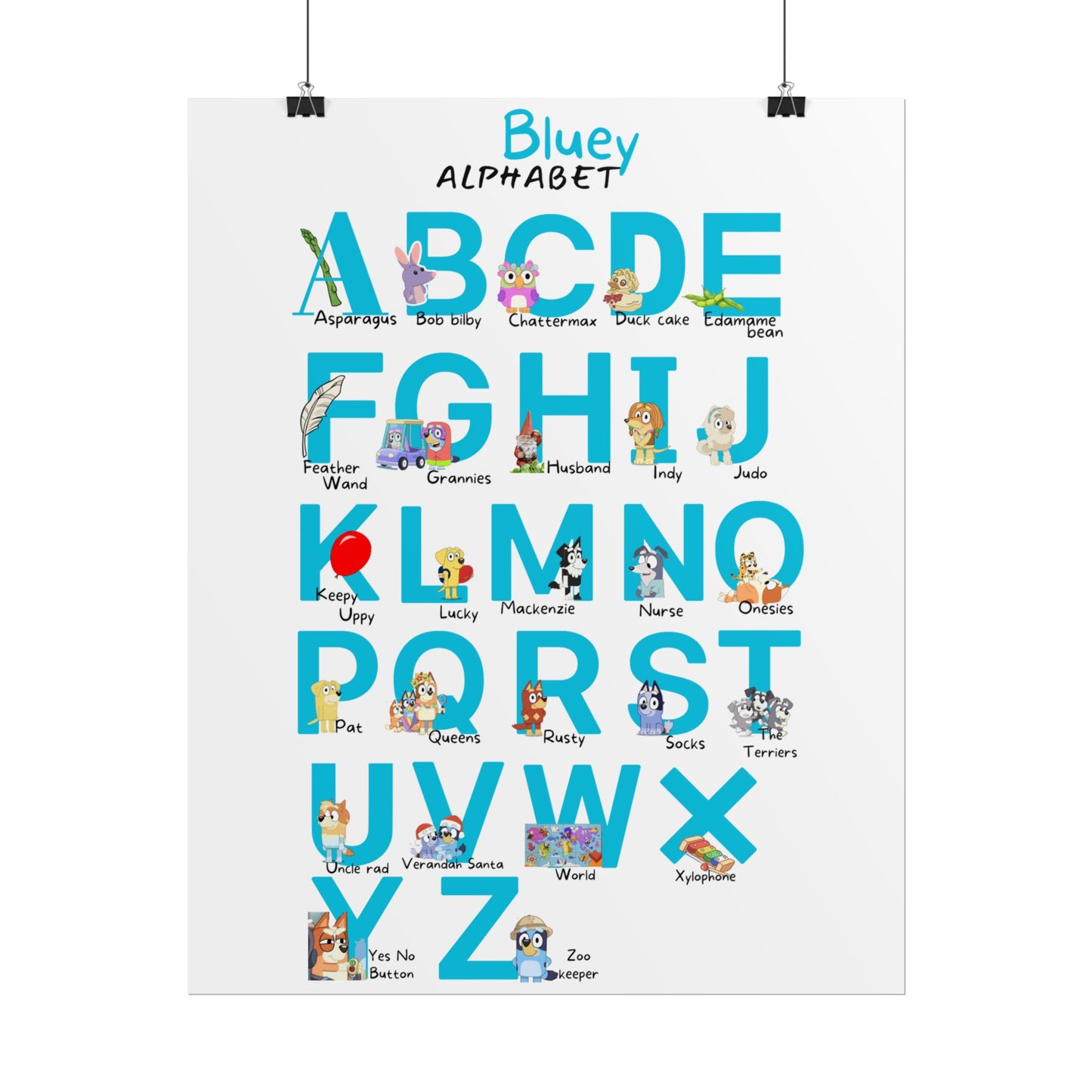 Bluey Alphabet Rolled Poster - Educational Decor for Kids' Rooms