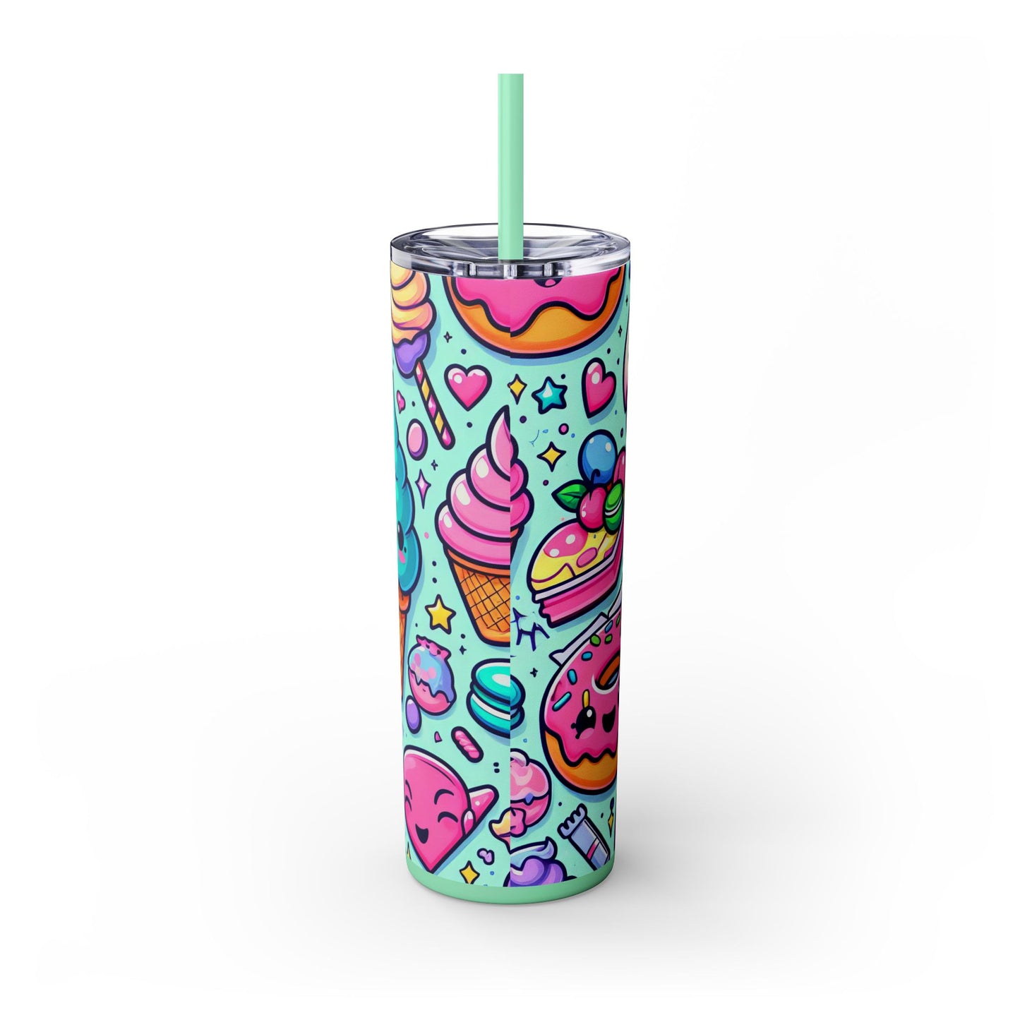 Cute Dessert Skinny Tumbler with Straw - 20oz