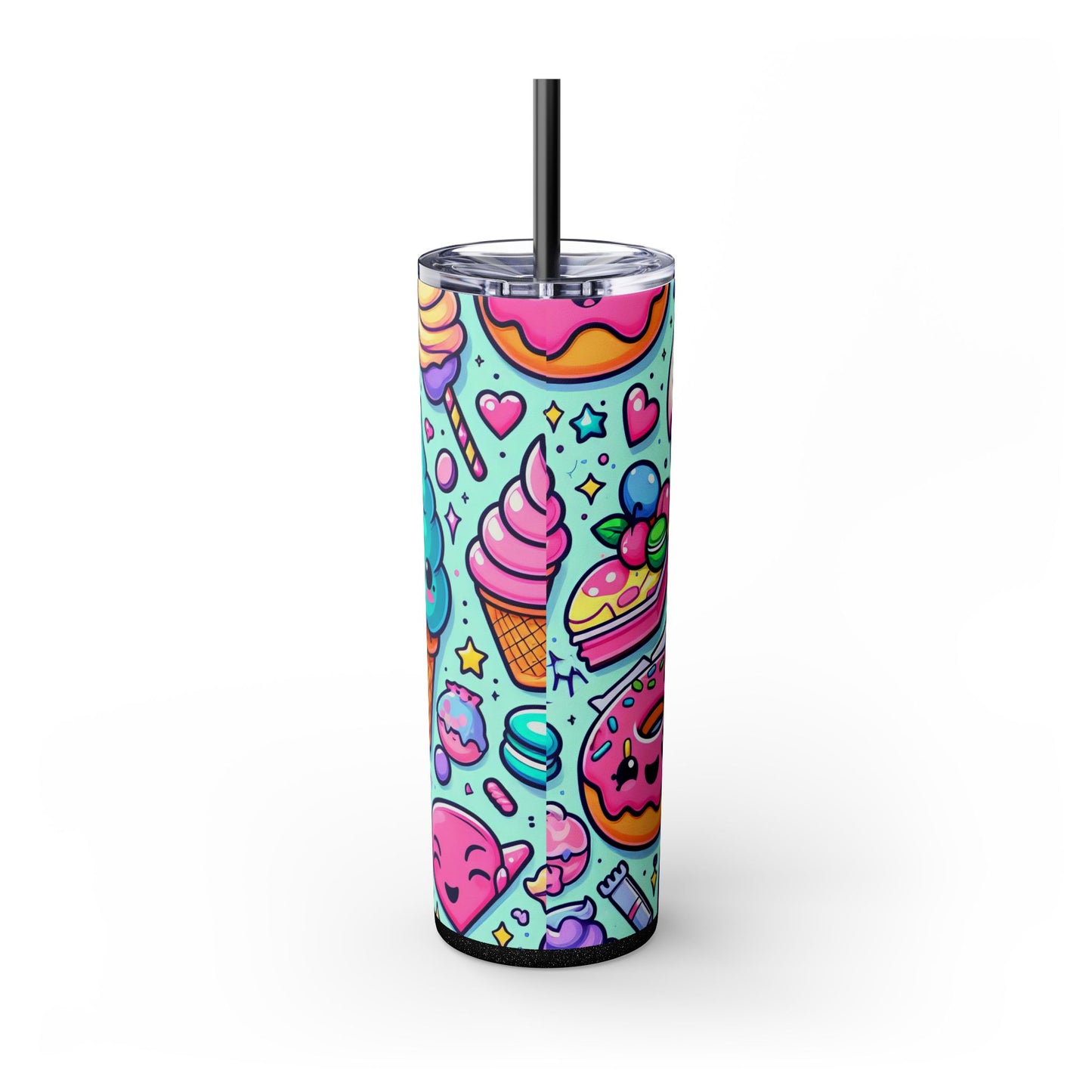 Cute Dessert Skinny Tumbler with Straw - 20oz