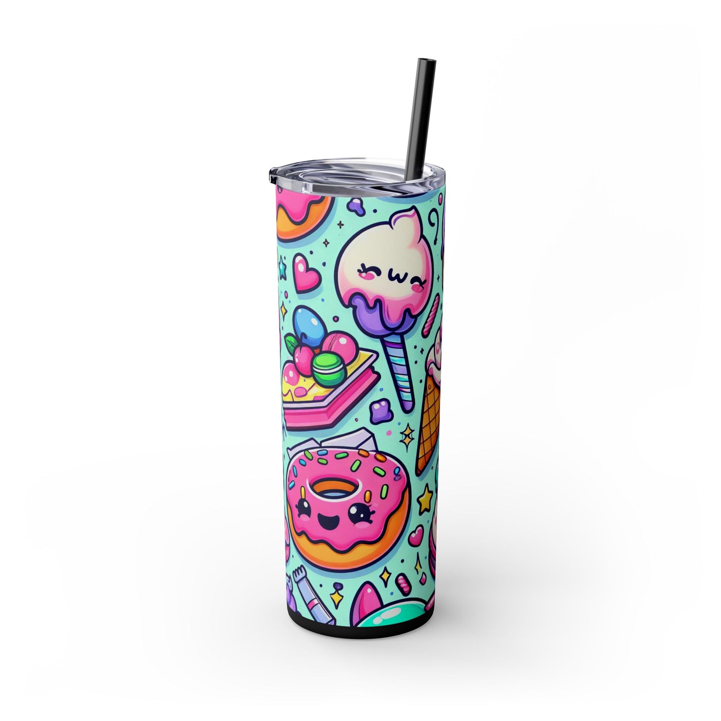 Cute Dessert Skinny Tumbler with Straw - 20oz