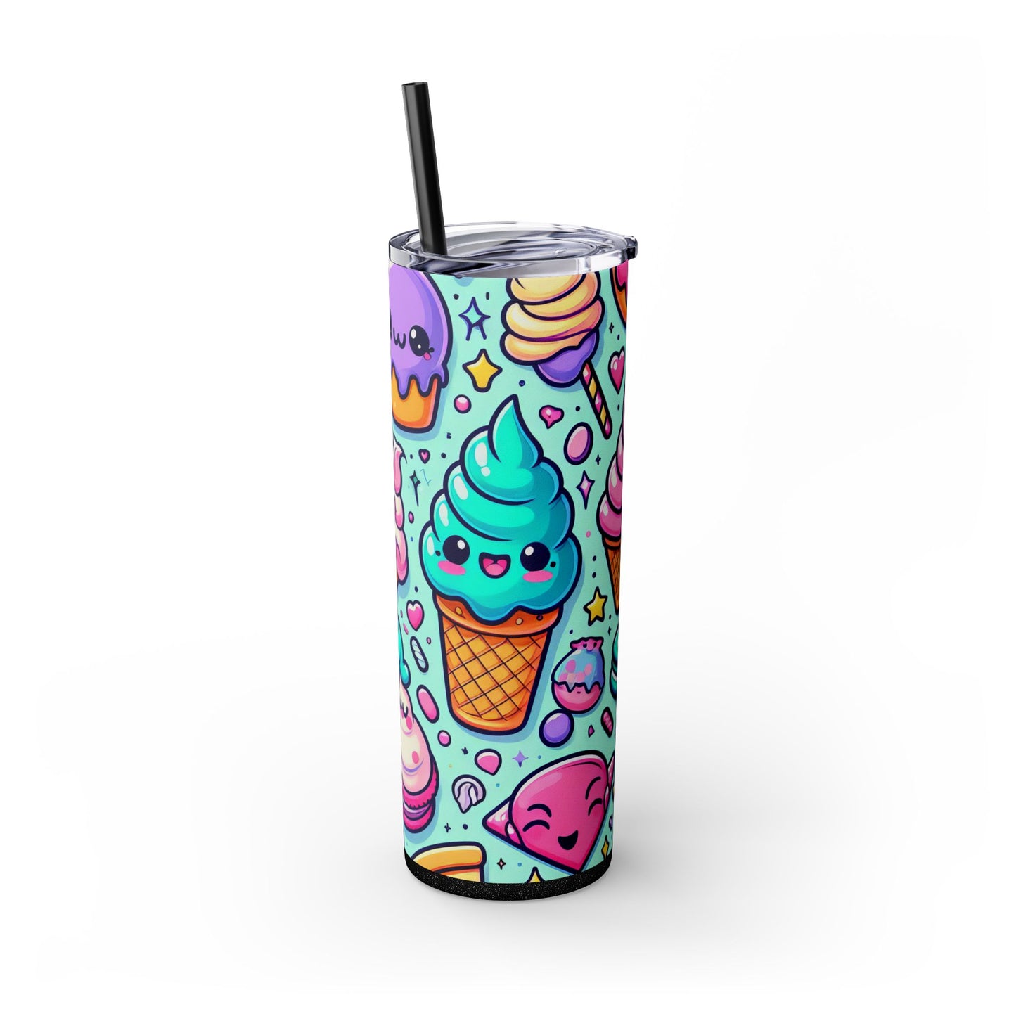Cute Dessert Skinny Tumbler with Straw - 20oz