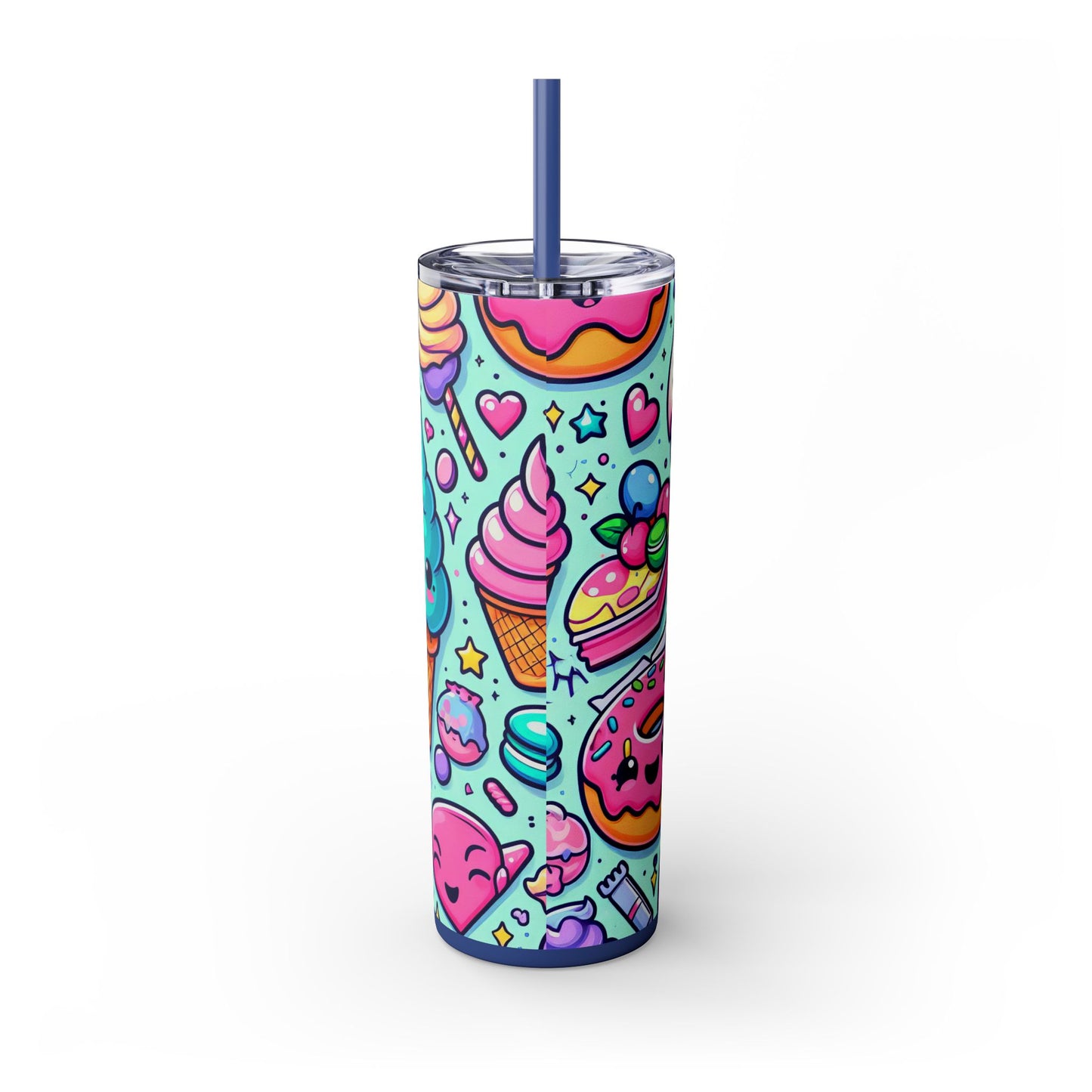 Cute Dessert Skinny Tumbler with Straw - 20oz