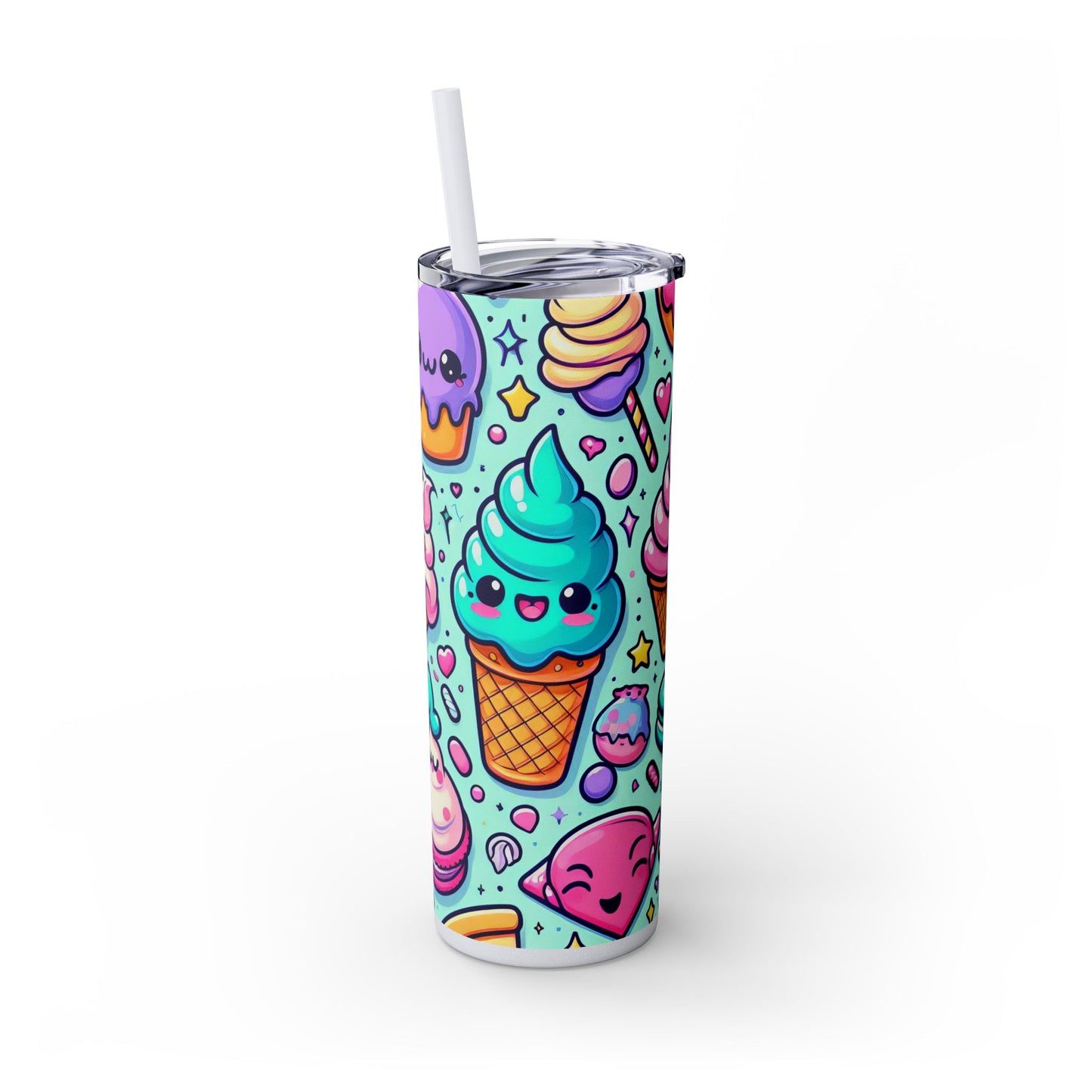 Cute Dessert Skinny Tumbler with Straw - 20oz