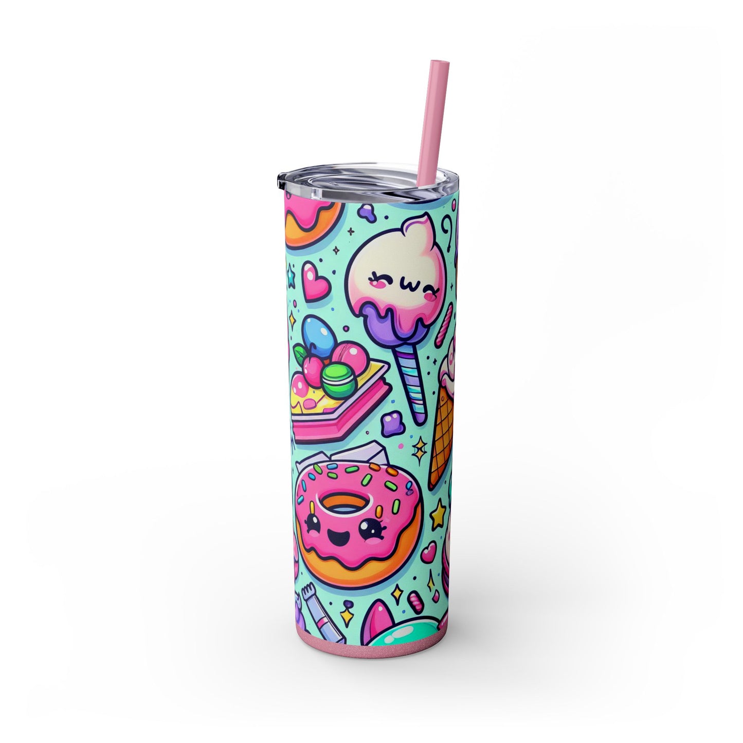 Cute Dessert Skinny Tumbler with Straw - 20oz
