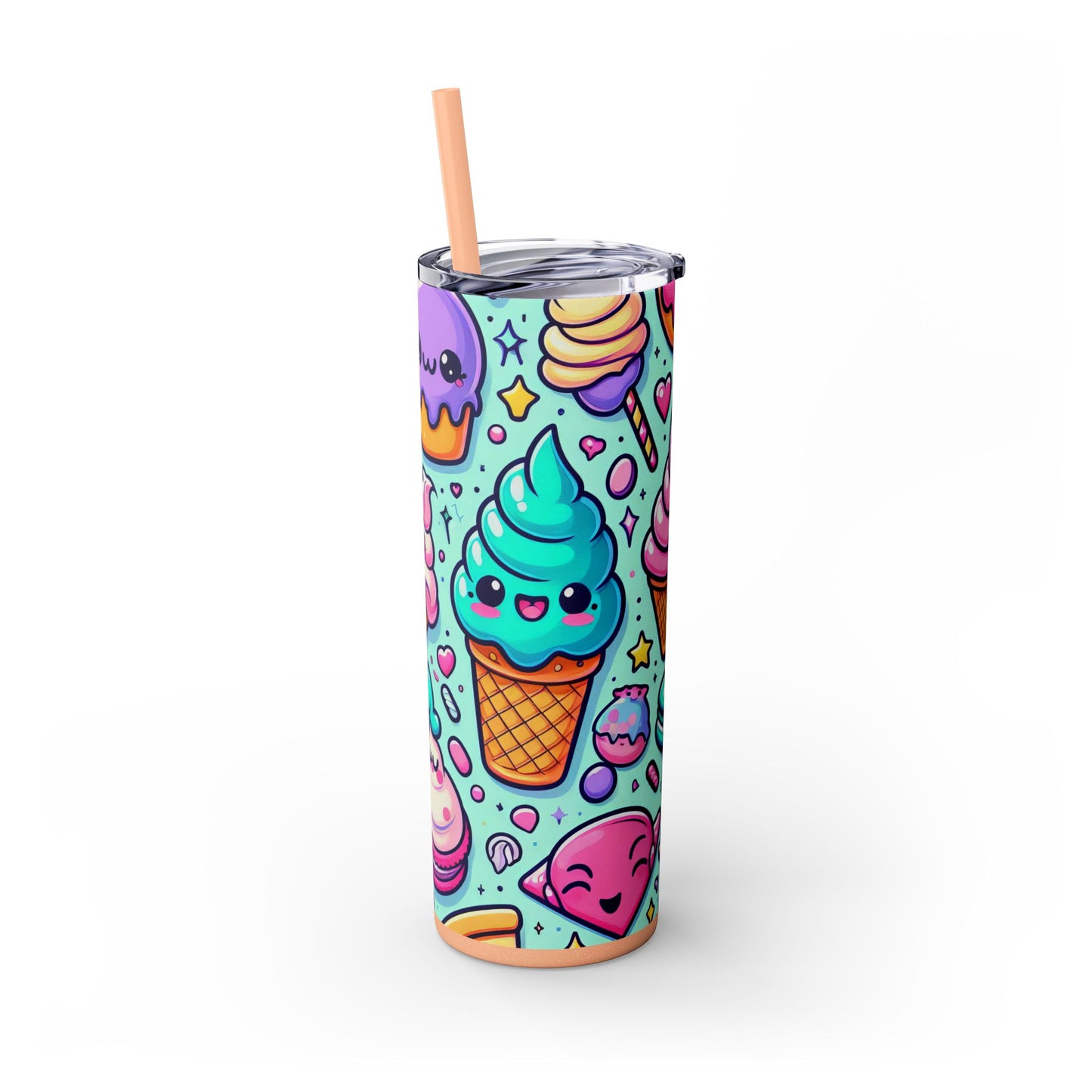 Cute Dessert Skinny Tumbler with Straw - 20oz