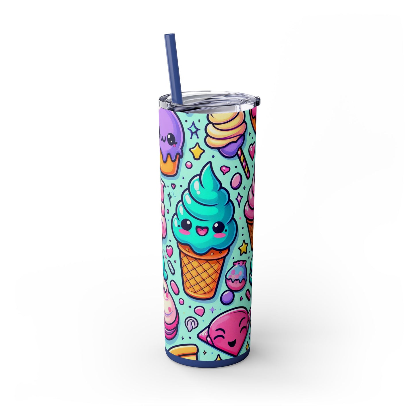 Cute Dessert Skinny Tumbler with Straw - 20oz