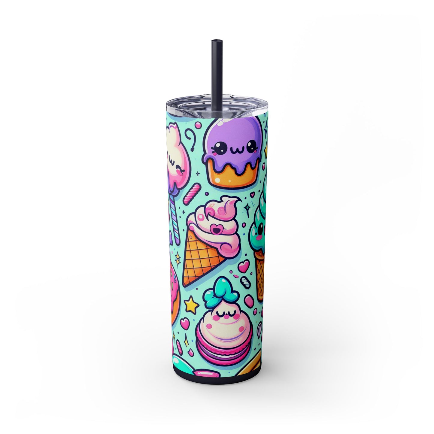 Cute Dessert Skinny Tumbler with Straw - 20oz