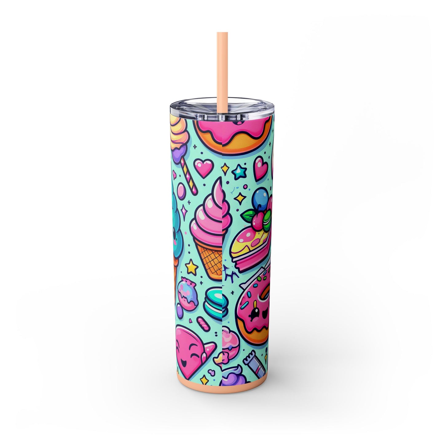 Cute Dessert Skinny Tumbler with Straw - 20oz