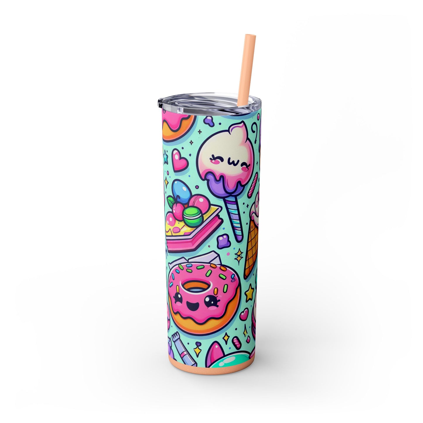 Cute Dessert Skinny Tumbler with Straw - 20oz