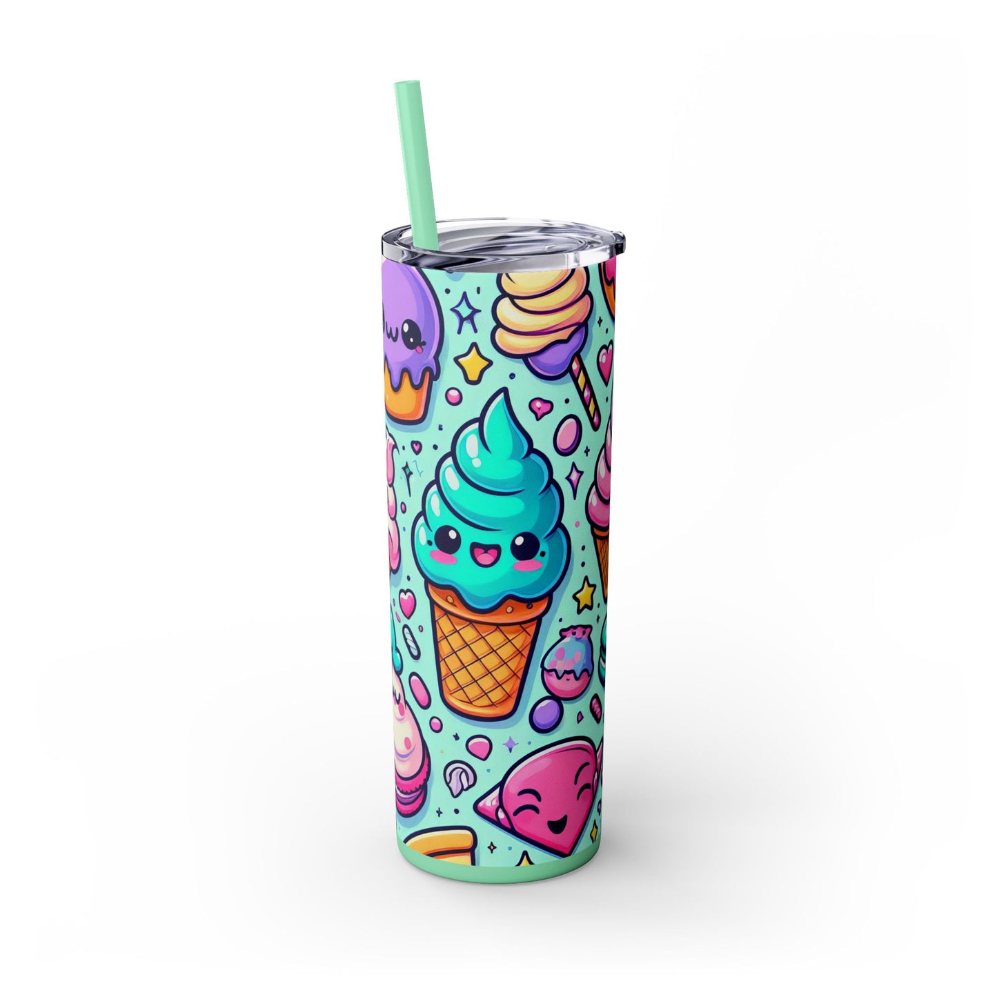Cute Dessert Skinny Tumbler with Straw - 20oz