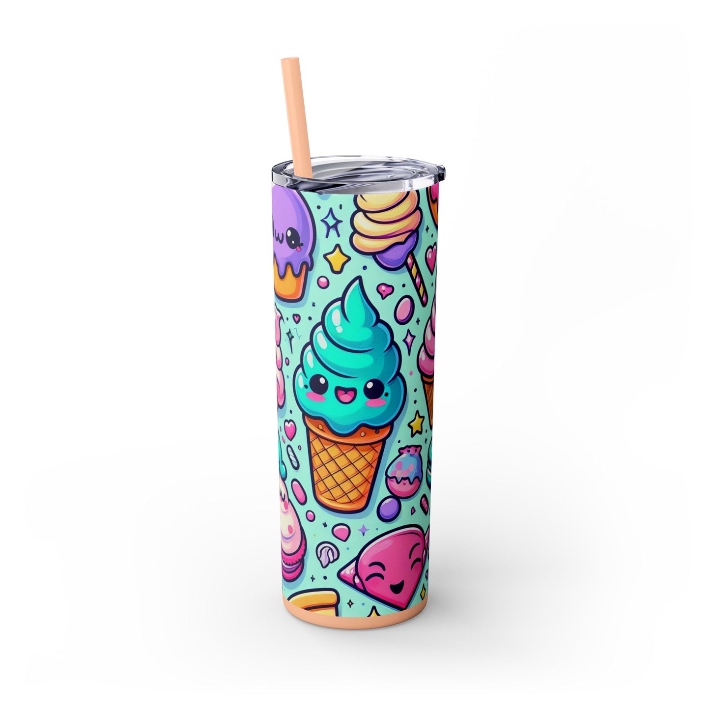 Cute Dessert Skinny Tumbler with Straw - 20oz
