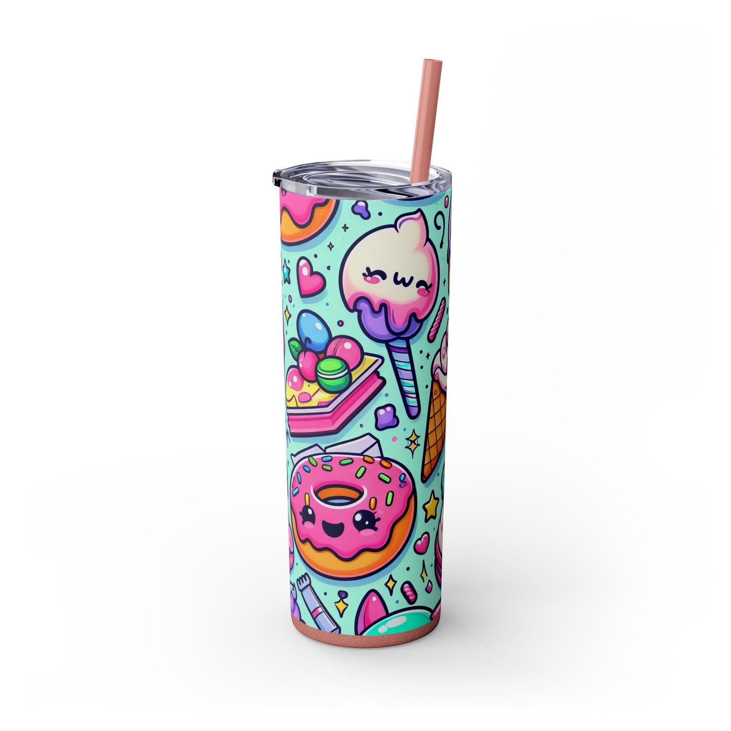Cute Dessert Skinny Tumbler with Straw - 20oz