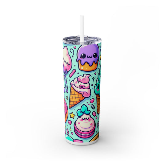 Cute Dessert Skinny Tumbler with Straw - 20oz