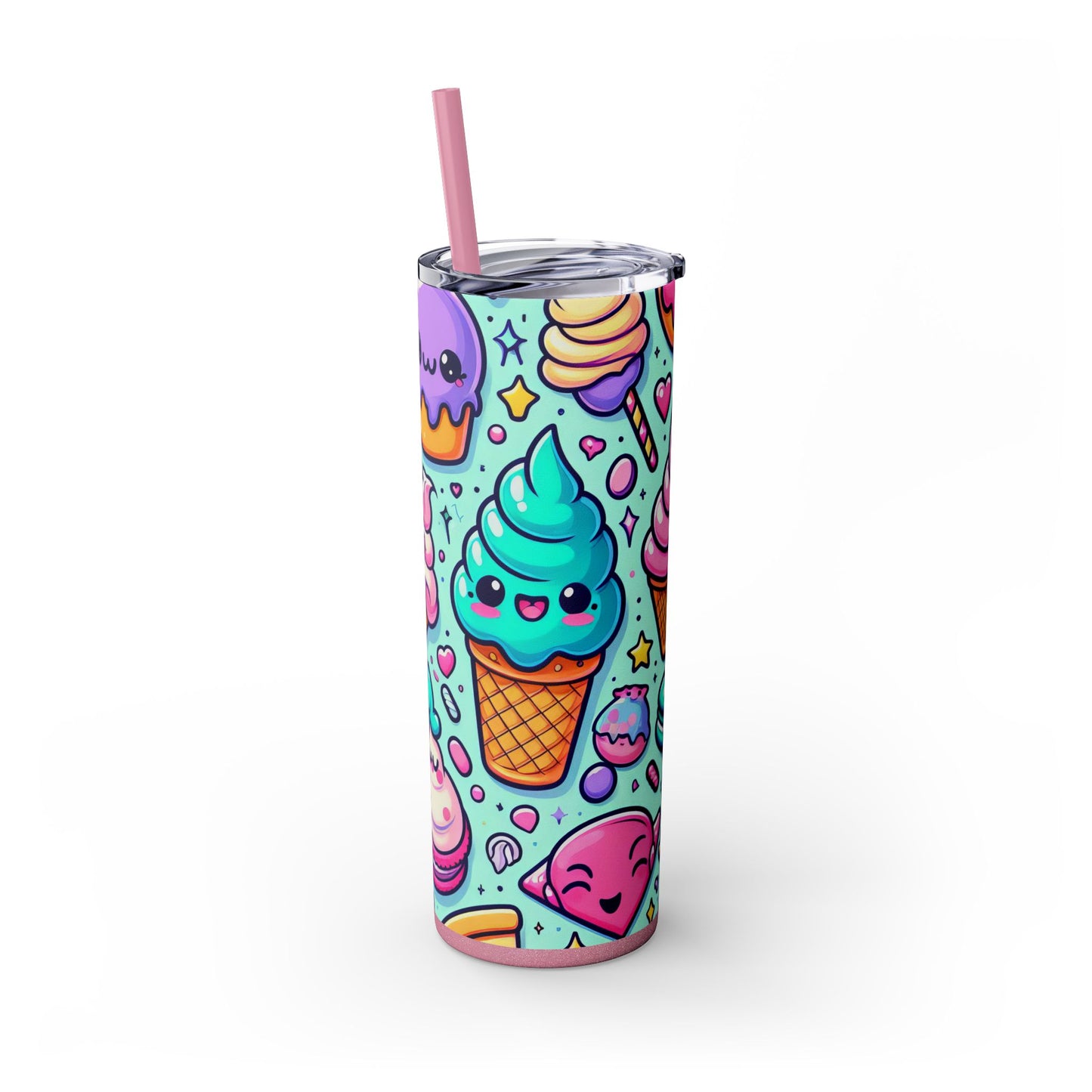 Cute Dessert Skinny Tumbler with Straw - 20oz