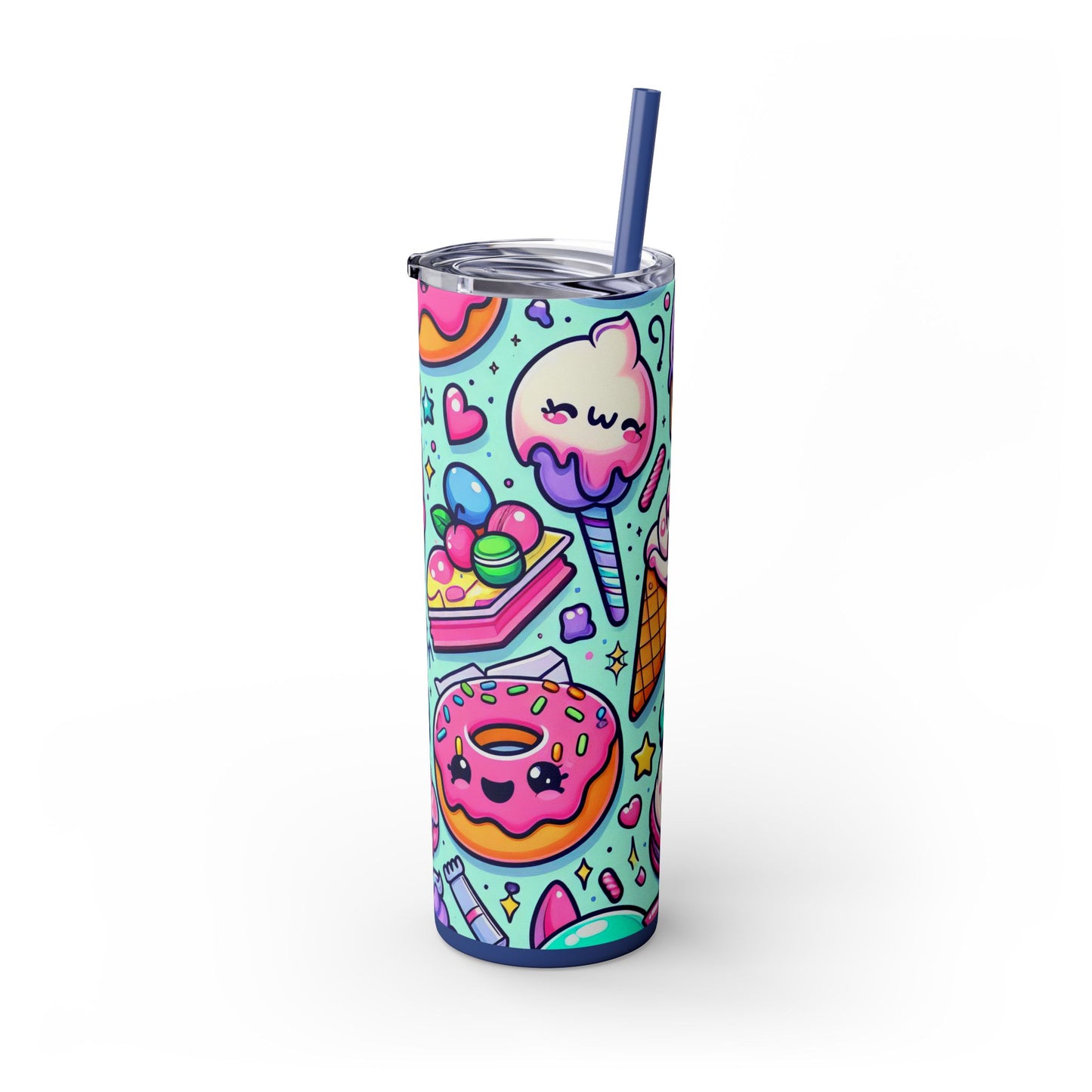 Cute Dessert Skinny Tumbler with Straw - 20oz