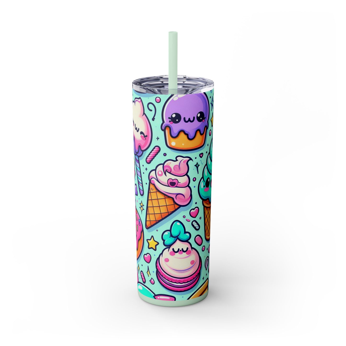 Cute Dessert Skinny Tumbler with Straw - 20oz