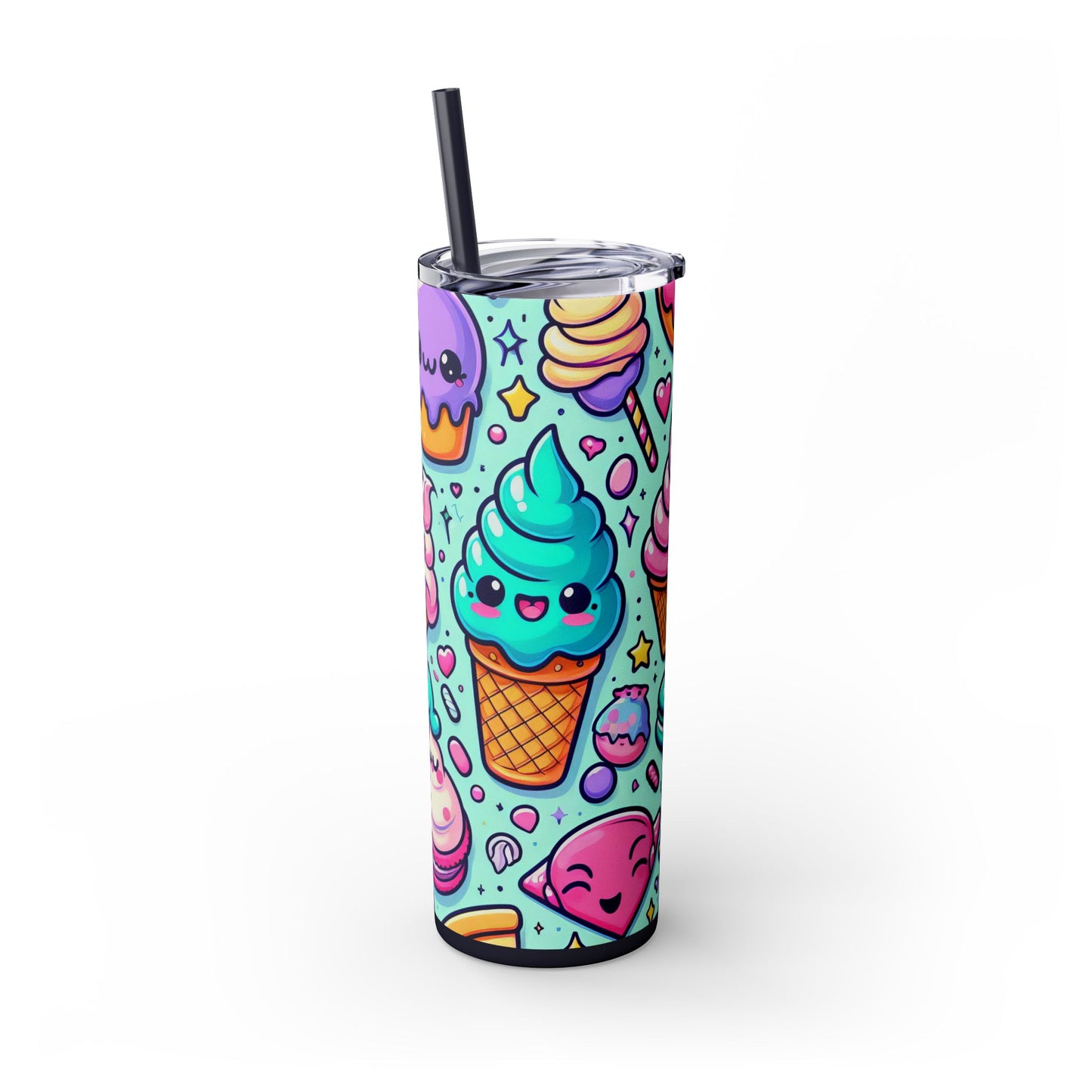 Cute Dessert Skinny Tumbler with Straw - 20oz