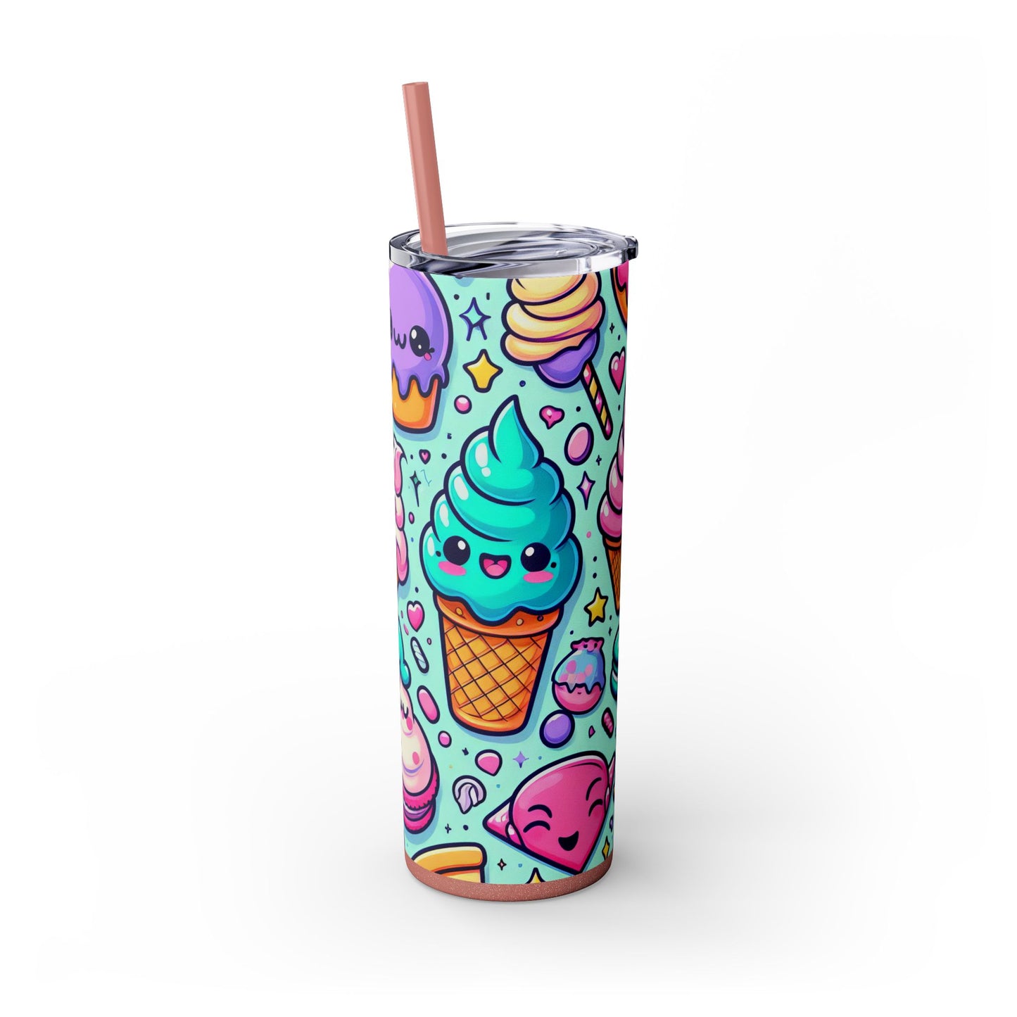 Cute Dessert Skinny Tumbler with Straw - 20oz