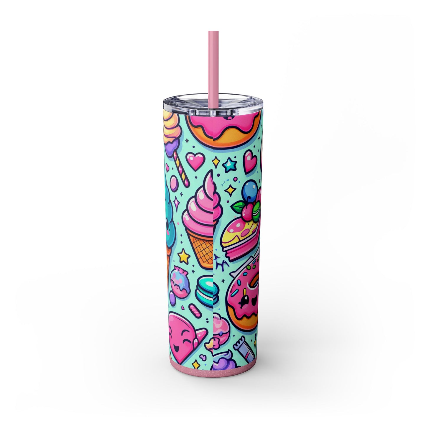 Cute Dessert Skinny Tumbler with Straw - 20oz