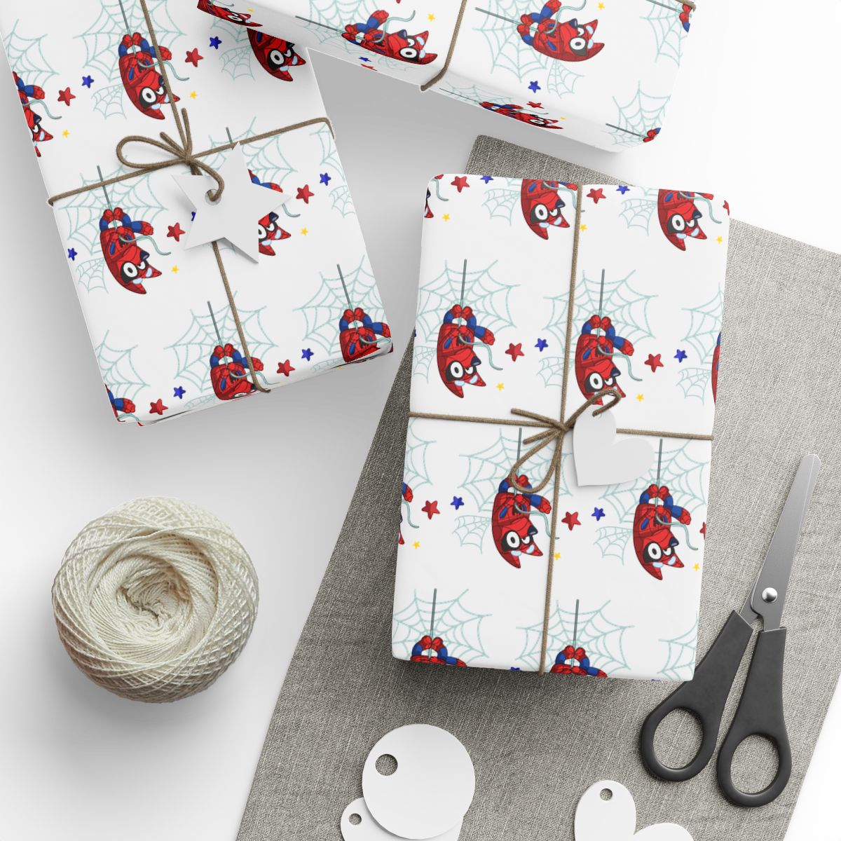 White back Spiderman Bluey Wrapping Papers